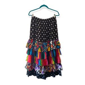 Wahala Art to Wear Women's Size Large Multicolor Layered Maxi Skirt